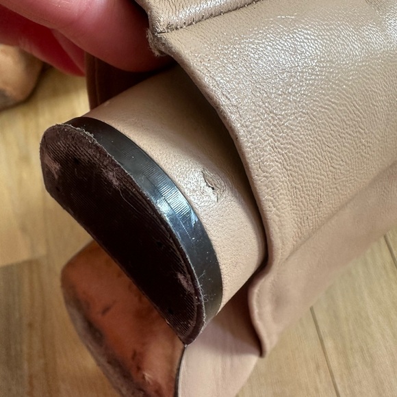 Revolve Toral Berta Booties in Sand Cream Leather Foldover Heeled Boots - Picture 13 of 14